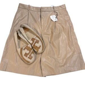 Zara Bermuda’s Tan Faux Leather Women Shorts- Size Medium